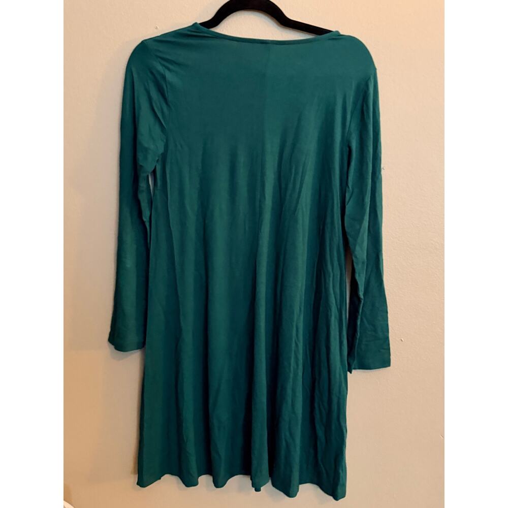 Old Navy Long-Sleeve Jersey-Knit Mini Swing Crew Neckline Dress Green Small EUC - Picture 6 of 12